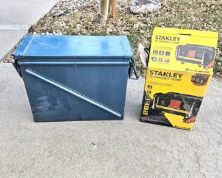  Large Metal Ammunition Storage Box - Plus Stanley RE-CHARGEit 15amp Electric Battery Charger