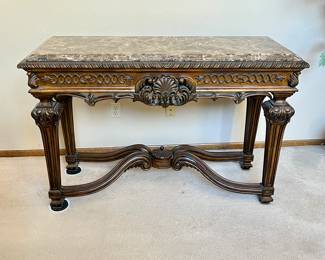 Ornate hall/sofa table with stone top