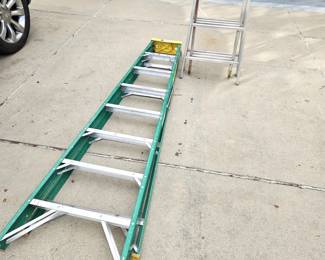 Lot of Two Ladders - 8 ft. Light Weight Davidson Ladder Plus Foldable A-Frame or Long Ladder