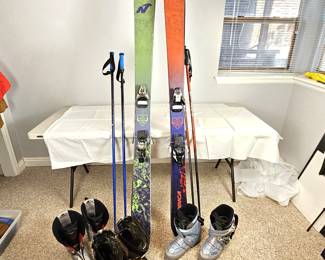  Two Pairs of Men's Nordica Skis (185 & 193), Poles and Boots