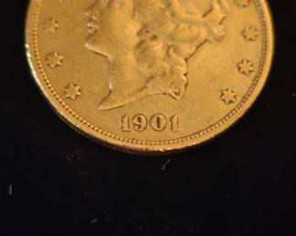 1901 s coronet head 20dollar double eagle gold coin NICE!!