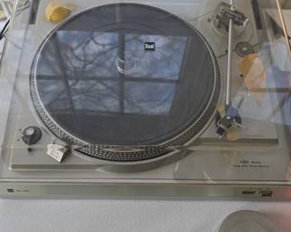 vintage record player with original box 