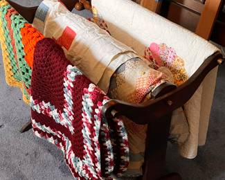 Assorted Quilts and Quilt Stand