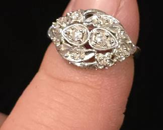 14k gold vintage diamond ring white gold 