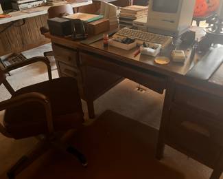 Office desk, chair, computer