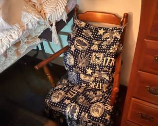 Wooden chair with cushions