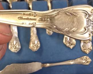 Alvin sterling silver flatware set Chateau Rose pattern 