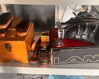 shoe shining supplies and skiing boots