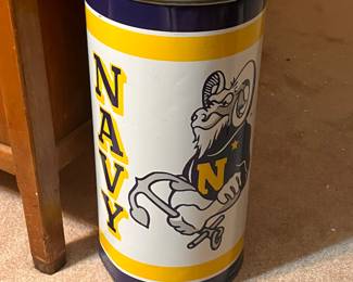 vintage Navy Trash Can