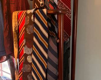 Assorted Ties and Tie Rack 