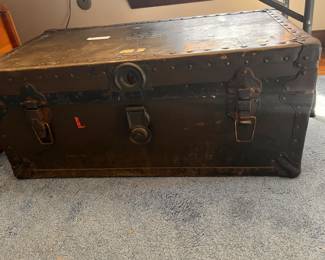 Vintage Chest with Metal Rivets and Lock