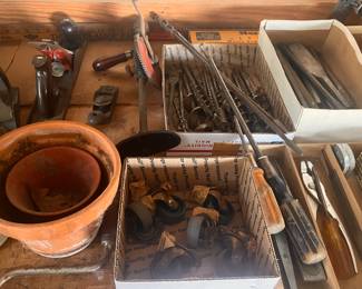 assorted tools and wheels