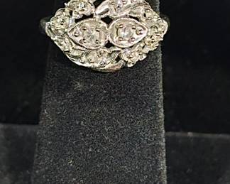 14k gold vintage diamond ring white gold 