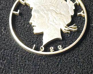 1922 peace dollar machined into a cool pendant 90% silver