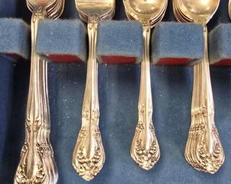 Alvin sterling silver flatware set Chateau Rose pattern