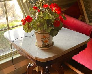 Marble Top Wooden Table