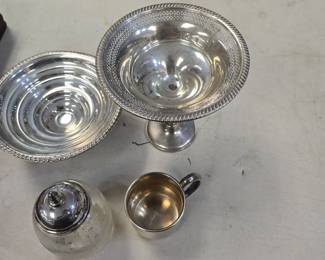 weighted sterling silver compotes and solid baby cup 
