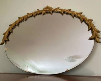 4300 Vintage Gilt Wood Oval Overmantle Mirrormin