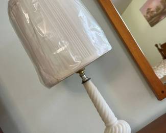 4300 Vintage Satin Milk Glass Table Lamp X2min