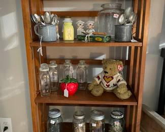 Old mason jars, spice jars, silverware, salt & pepper jars