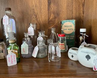 Medicine jars, ink jars, ash trays