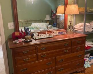Wood Dresser and Mirror