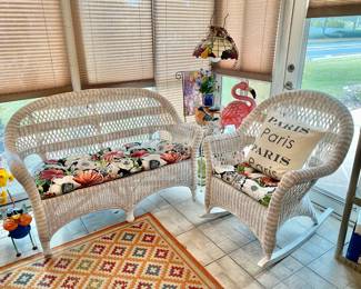 White Wicker Patio Set