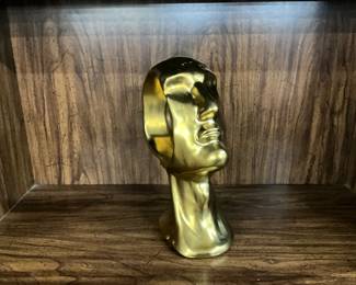 Golden Colored Head Sculpture 