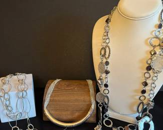 Chicos Choker And Other Silver Tone Costume Necklaces