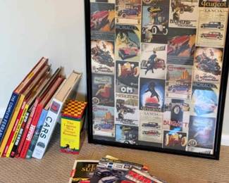 Ferrari Books And Framed Poster