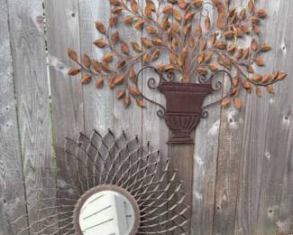 Tuscan Iron Wall ArtGold Tarnished Mirror