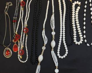 White And Red Beaded Jewelry Black Stone Beaded Necklaces