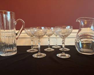 Etched Crystal Glassware Pitchers