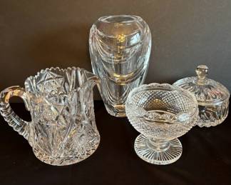 Crystal Pitcher And Footed Dish And More