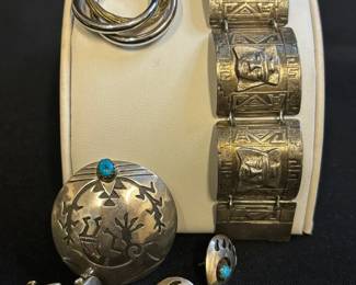 Peruvian Sterling Bracelet Kokopelli Design Brooch And More