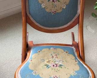 Needlepoint Folding Rocking Chair