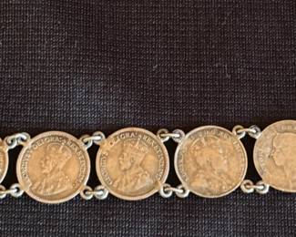 Vintage 5 Cent Canadian Coin Bracelet