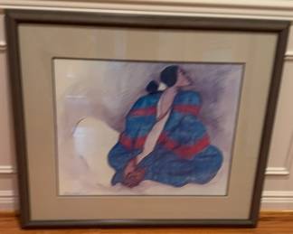 RC Gorman Woman with Blue Blanket Framed Print