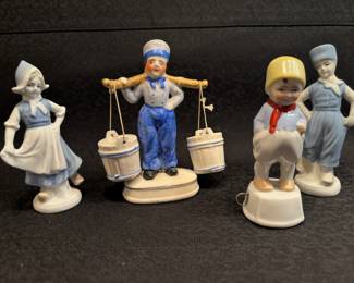 Dutch Boy Salt Pepper Shaker Porcelain Tape Measure  Other German Porcelain