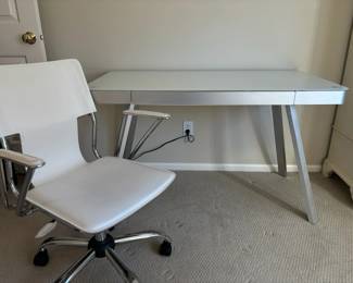 Chrome And Glass Desk With Chair