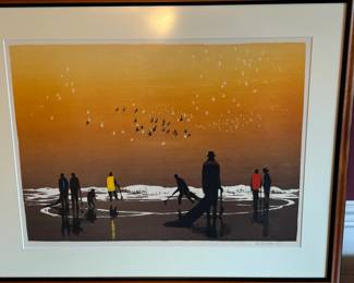 Elton Bennett The Birds Cry Framed Serigraph
