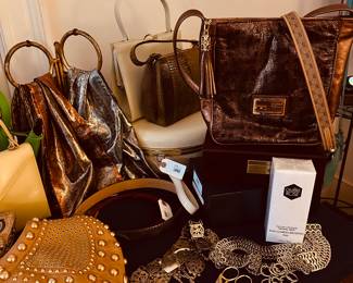 Designer purses, scarves