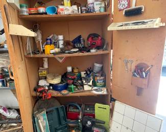 Wood cabinet full of ALL kinds of tools!