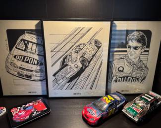 Sam bass signed and numbered nascar sketches
