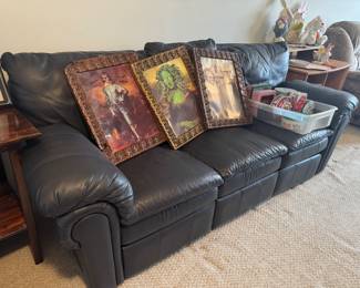 Leather reclining sofa