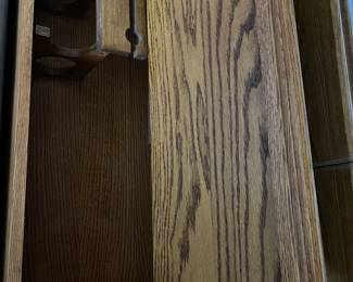 Built in wine rack in oak headboard 
