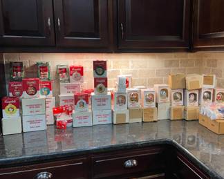 Large collection of Vintage Campbell Soup Christmas ornaments