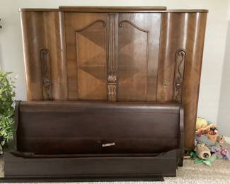 Antique armoire sleigh bed