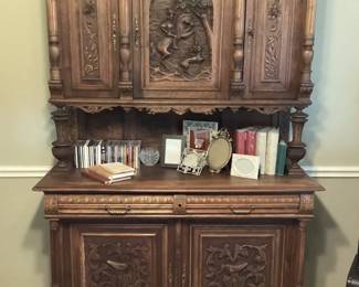 Hand carved wood antique China hutch