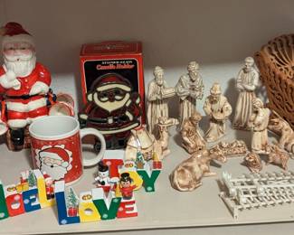 Vintage Christmas, Santa With Santa Mugs, Nativity